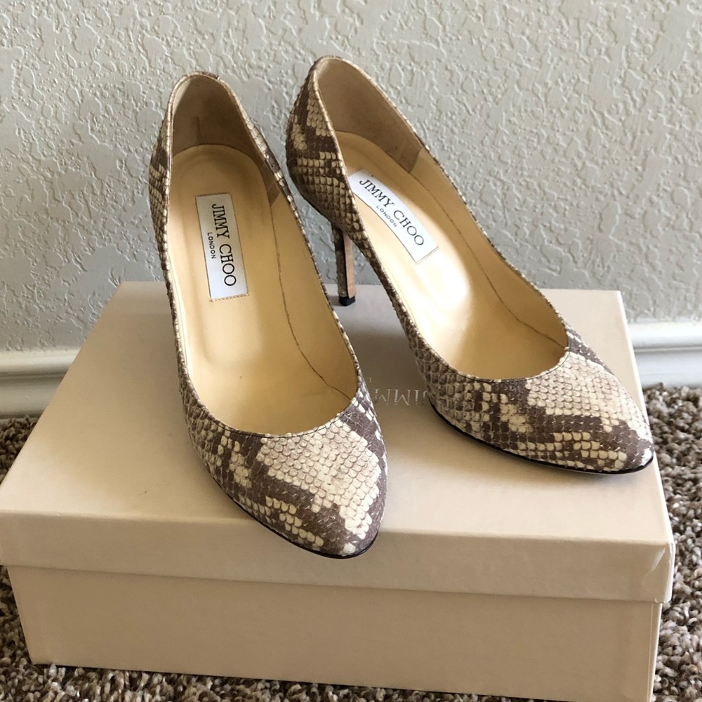 Sz 6 Jimmy Choo Snake Print Leather Heels Pump